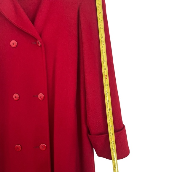 Vintage Alorna Wool Coat – Bold Red Double-Breasted Mid-Length Made in USA large - Picture 12 of 14